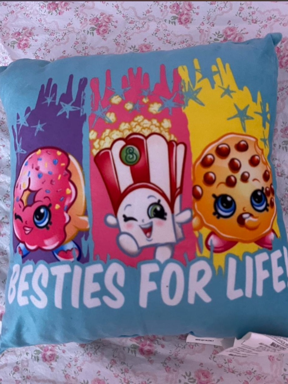 Shopkins Blue Popcorn & Friends Decorative Pillow